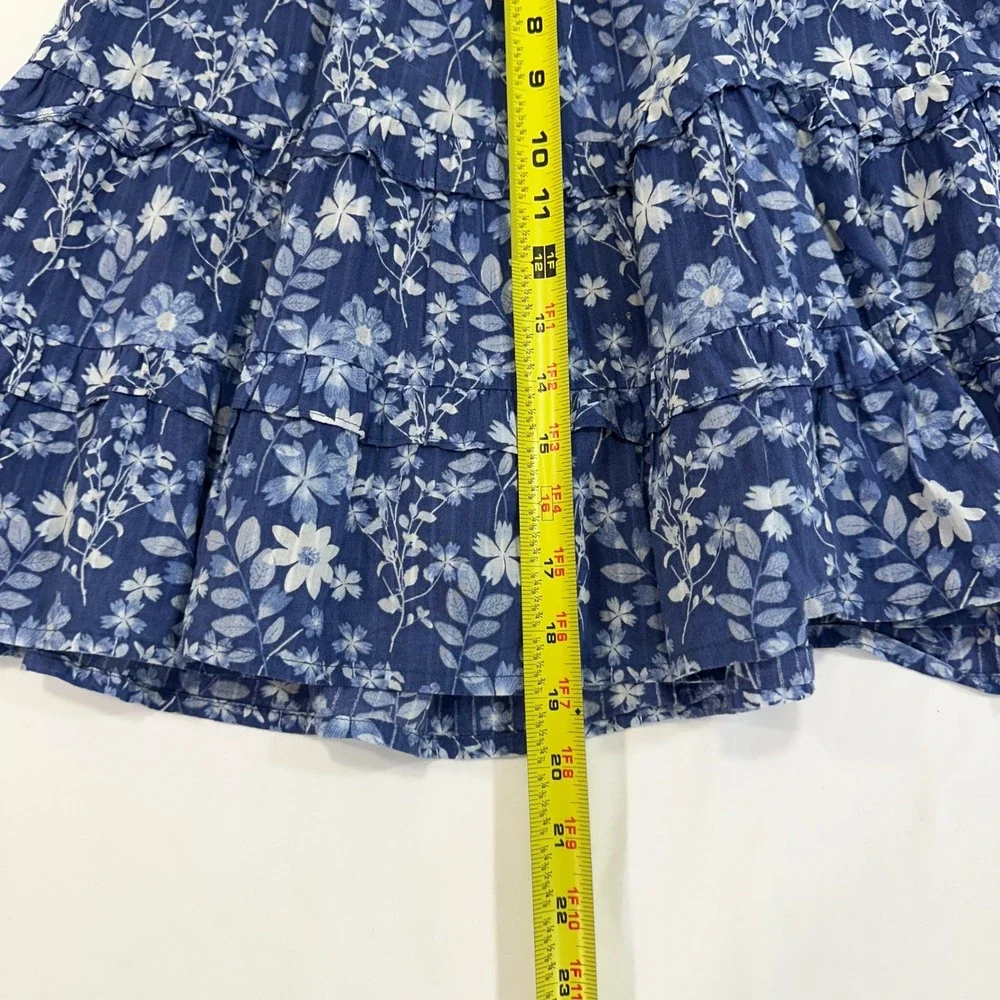 Gap Tiered Floral Skirt‎ Kids Size 10 Blue White Cotton Ruffle | Cottagecore